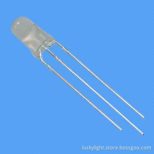 3mm Round Bi-color 3-pin LED Lamp, 625nm Hi-efficiency Red
